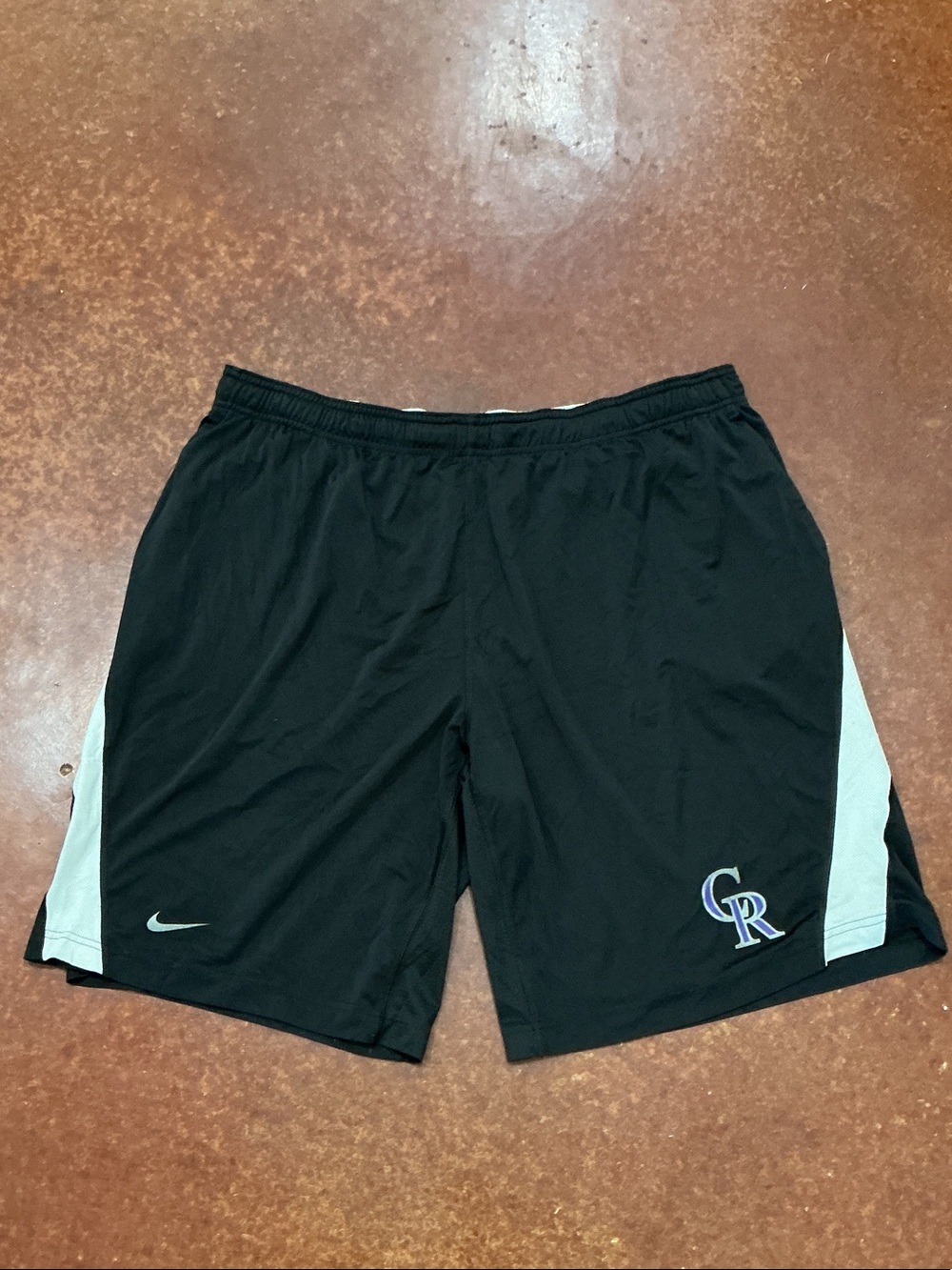 Nike Black Athletic Shorts with White Side Panels Colorado Rockies MLB